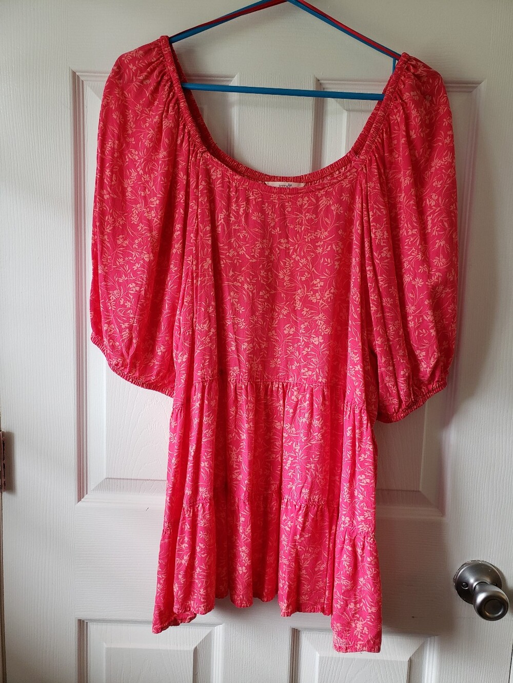 Women's Dark Pink Tiered Peasant Top